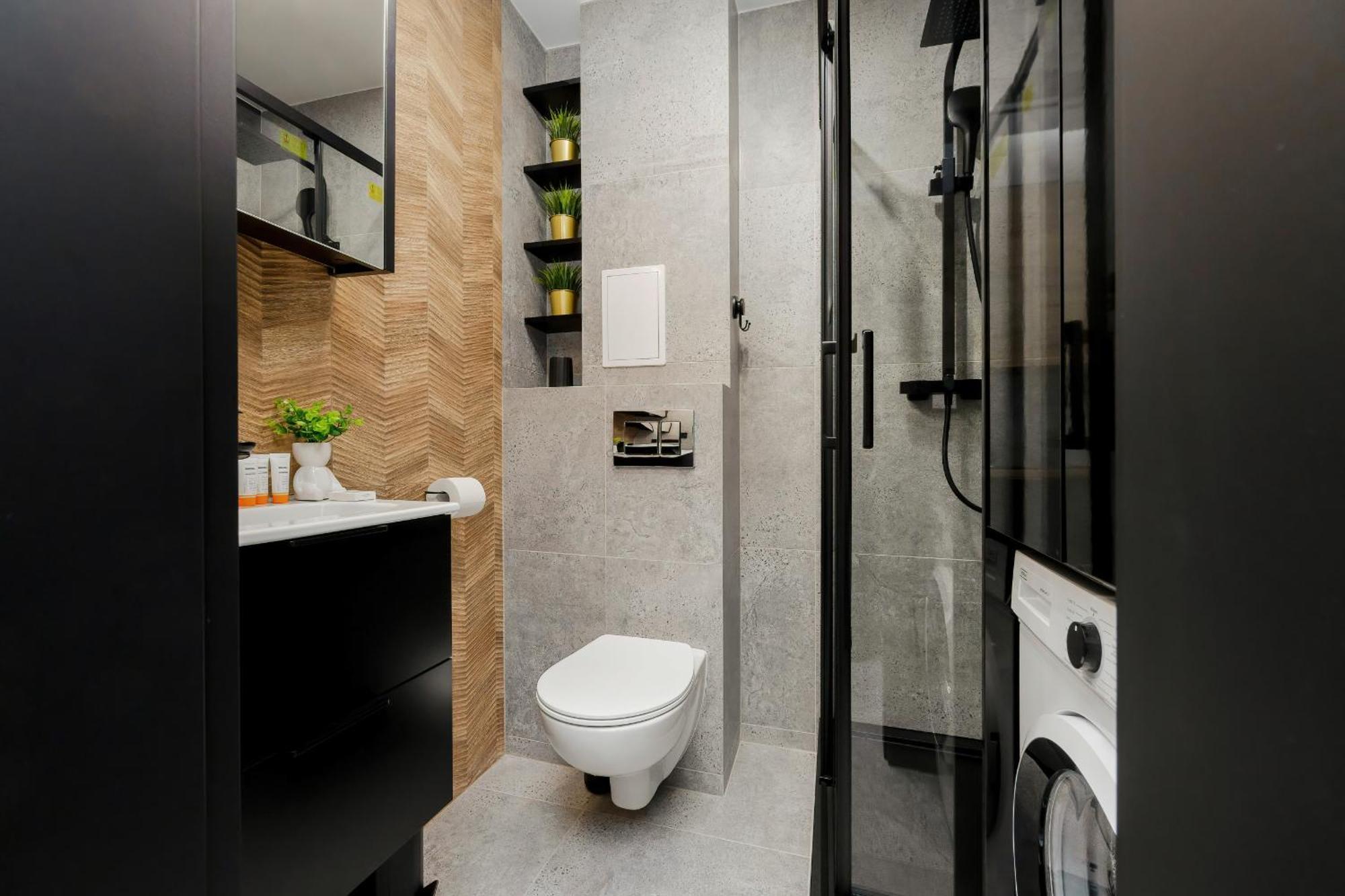 Modern Black & Wooden Apartment Warsaw Near The Airport By Noclegi Renters Exterior foto